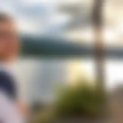 the same lakeside photo, blurred until you claim the square